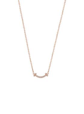 【自营】中古99新Tiffany蒂芙尼T系列18k玫瑰金镶钻迷你微笑项链