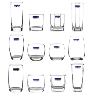 乐美雅玻璃杯家用加厚耐热防爆喝水杯子泡茶杯牛奶果汁杯6只套装