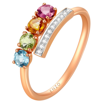 ENZO18K金多彩宝石钻石戒指