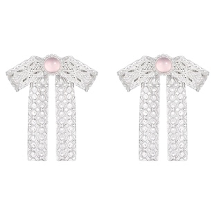 TOGGLER DAILY 芭蕾系列 摇晃丝带蝴蝶结银烧白耳钉女款礼物