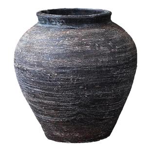 再漫粗陶花盆透气客厅摆件干花装饰民宿家居中式仿古诧寂风土陶罐