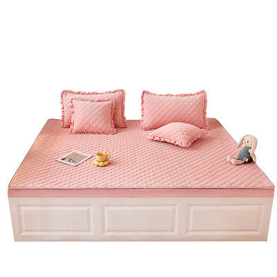 牛奶绒夹棉床笠床盖炕垫罩可定制