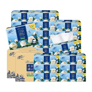 清风抽纸丝柔花萃臻品4层加厚80抽36包S餐巾纸面巾实惠整箱装