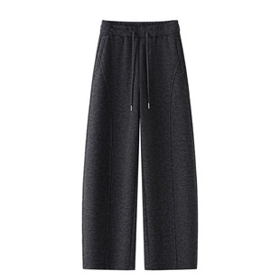 拉夏贝尔今年流行的爆款裤子红色2026年春季加绒加厚毛呢休闲女裤