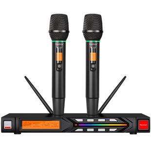 得普声R7无线麦克风家用K歌防啸叫KTV可调频U段一拖二话筒卡拉OK