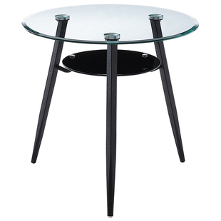 北欧洽谈桌椅组合接待店铺美容院会客黑色谈判钢化玻璃双层小圆桌