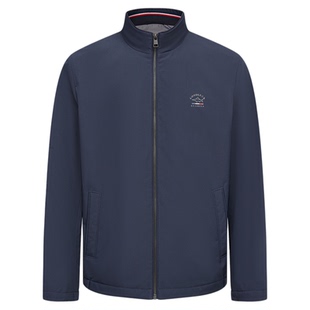 德鲨藏青色短款立领棉衣男青年2026冬季新款休闲棉服外套