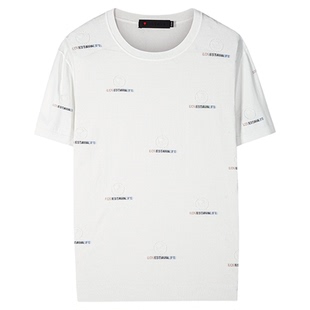 【商场同款】斯得雅七彩刺绣男士短袖夏季新款轻奢休闲圆领针织衫