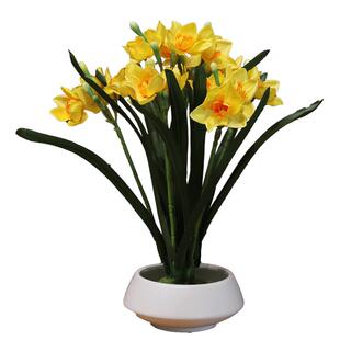 仿真水仙花花艺套装摆件简约家居客厅餐桌电视柜装饰盆栽假花绢花