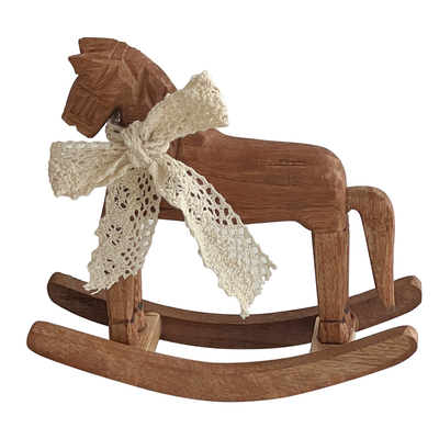 复古怀旧手工木雕摇摇马小摆件