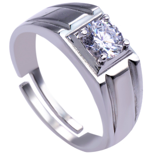 可调节单身霸气轻奢小众潮仿真锆石钻戒结婚男士开口戒指活口婚戒