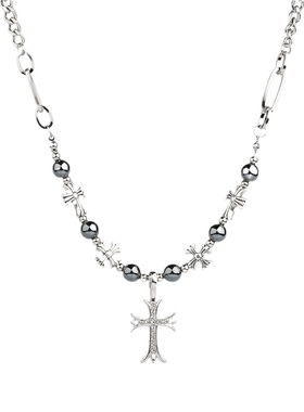 十字花串珠拼接项链潮