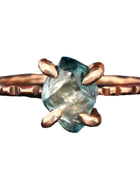 天然蓝色钻石玫瑰金宝石镶嵌戒指