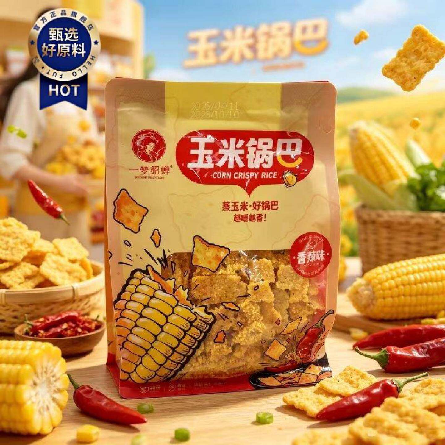 一梦貂蝉玉米锅巴五黑豆香香辣味麻辣牛排味麻辣味蒸煮非油炸零食