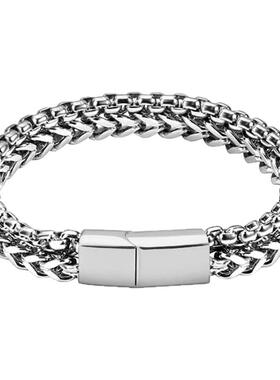 优选手链男款简约小众高级感钛钢个性时尚古巴双层叠戴男士潮流女