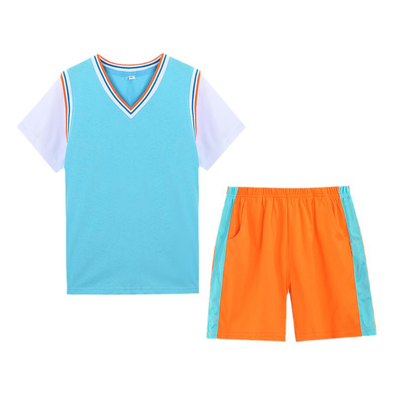 幼儿园园服夏季纯棉V领款式儿童班服运动会毕业照短袖小学生校服
