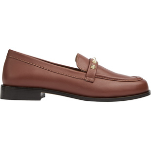 LK BENNETT棕色平底单鞋2025年秋新款时尚牛皮圆头金属装饰乐福鞋