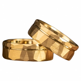 美国代购Band◇手作复古精致锤击拉丝碳化钨定制雕刻指环结婚戒指