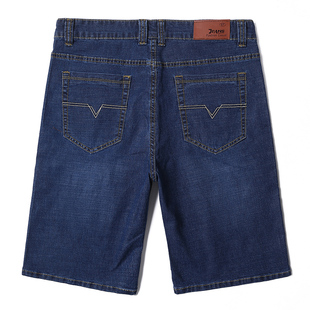 夏季薄款牛仔短裤男五分裤宽松直筒中裤中年加肥大码弹力老爹马裤