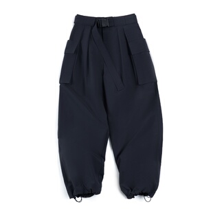 马登日系黑色休闲工装裤小个子宽松阔腿弯刀裤户外运动裤长裤女春