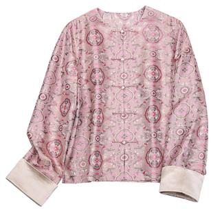 菲伊唐春装新中式文艺复古改良女上衣真丝蜀锦提花中国风对襟外套