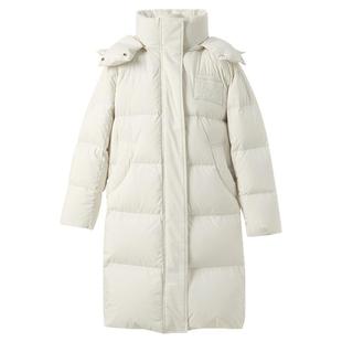 三彩独醒2024冬季新款连帽白鹅绒长款泡芙羽绒服面包服肯豆风女F