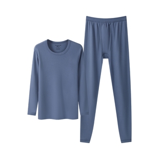 三枪100%棉男秋衣秋裤纯棉中厚圆领内衣全棉打底保暖内衣套