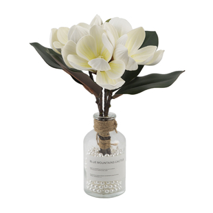 车载玉兰花摆件车内仿真花束汽车内中控水杯架饰装饰珍珠花瓶