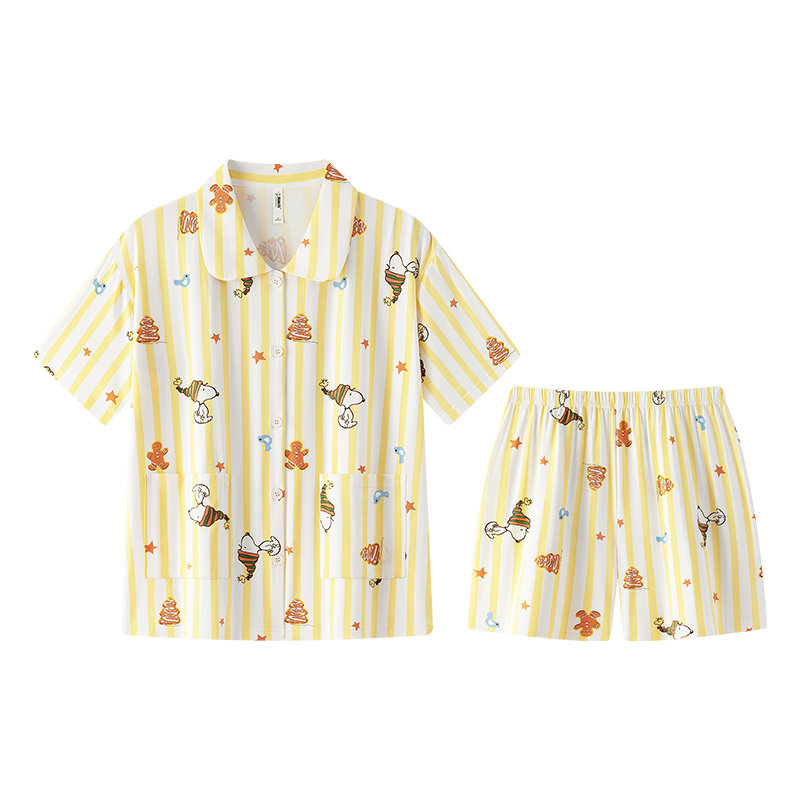 宫蝶【凉感型】史努比少女家居服娃娃领夏季外穿短袖睡衣莫代尔棉