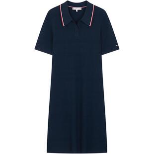 Tommy春夏女装气质优雅通勤老钱风亚洲版V字POLO显瘦针织连衣裙