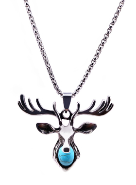 麋鹿项链男钛钢一路有你项链