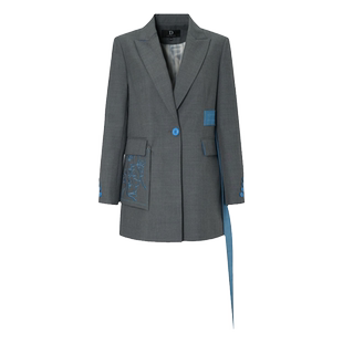 IDPAN女装时尚设计感职场气质不对称口袋立体修身极简西装外套女