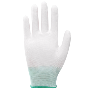 36双PU手套涂指涂掌手套劳保防护防滑耐磨透气涂胶工作手套防静电