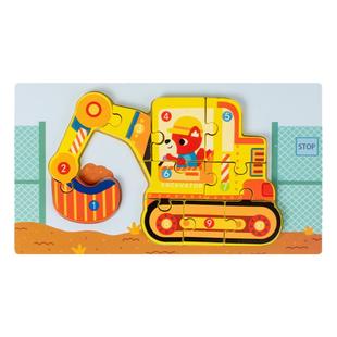 儿童小汽车交通工具工程玩具木质制3d立体1到2拼图3到6岁益智积木