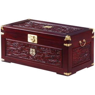 龙凤喜香樟木箱子整板婚嫁箱陪嫁全樟木字画箱木箱储物箱实木衣箱
