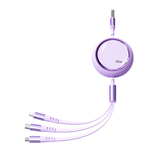 古尚古数据线三合一充电线66W一拖三快充头适用苹果华为安卓Typec手机mate60pro车载伸缩多功能iphone通用17