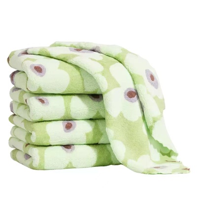 厨房珊瑚专用印花方巾抹布沾油家用手巾毛巾吸水不掉清洁加厚洗碗