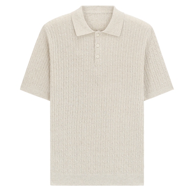 MindBridge复古绞花短袖Polo衫