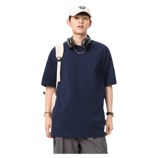 三本针300g重磅纯棉透气短袖t恤男夏季新款纯色半袖宽松打底上衣