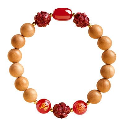 【泰山老桃木】三合六合生肖手串