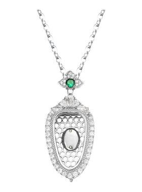 纯银女士封底开盖叶子吊坠空托