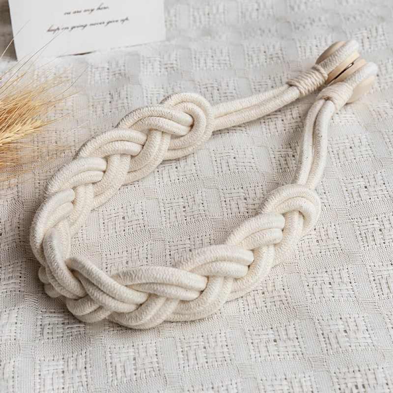 窗帘绑带一对装轻奢高档客厅手工编织白纱扎束带磁吸窗帘扣环装饰