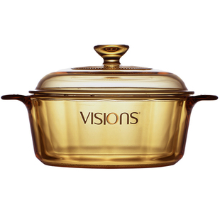 美国康宁VISIONS锅玻璃锅耐高温明火琥珀透明锅2.25/3.5L汤锅蒸锅