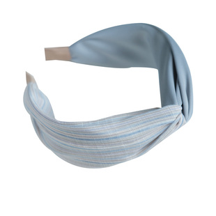 《泊野》原创小众淑女条纹蓝色宽边交叉发箍洗脸头箍发卡拍照发饰