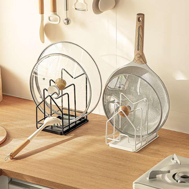 纳川家用厨房锅盖架架大打孔铁制砧板免沥水物置锅铲架台面号收纳