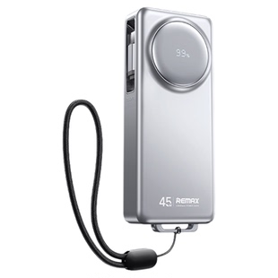 新3C安全认证remax睿迈充电宝25年新技术2万毫安45W快充大容量便携自带伸缩线可上飞机移动电源