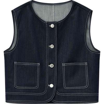 爱居兔时尚马甲女2025年秋季新款经典牛仔色马甲