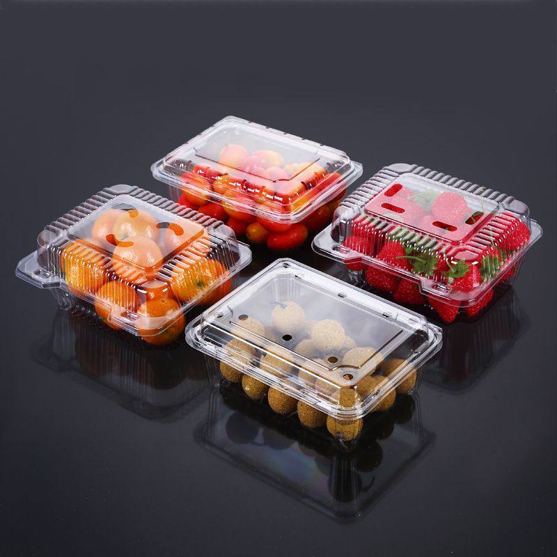 一次性水果包装塑料带盖餐盒盒子果蔬长方形打包车盒草莓厘透明