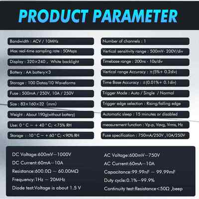 TOOLTOP ET828PRO示波万用表10MHZ 50Msps采样率示波器+万用表二