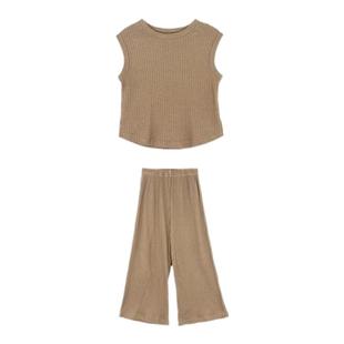 夏装女童冰丝套装女孩纯色简约背心长裤儿童宽松洋气两件套潮范儿